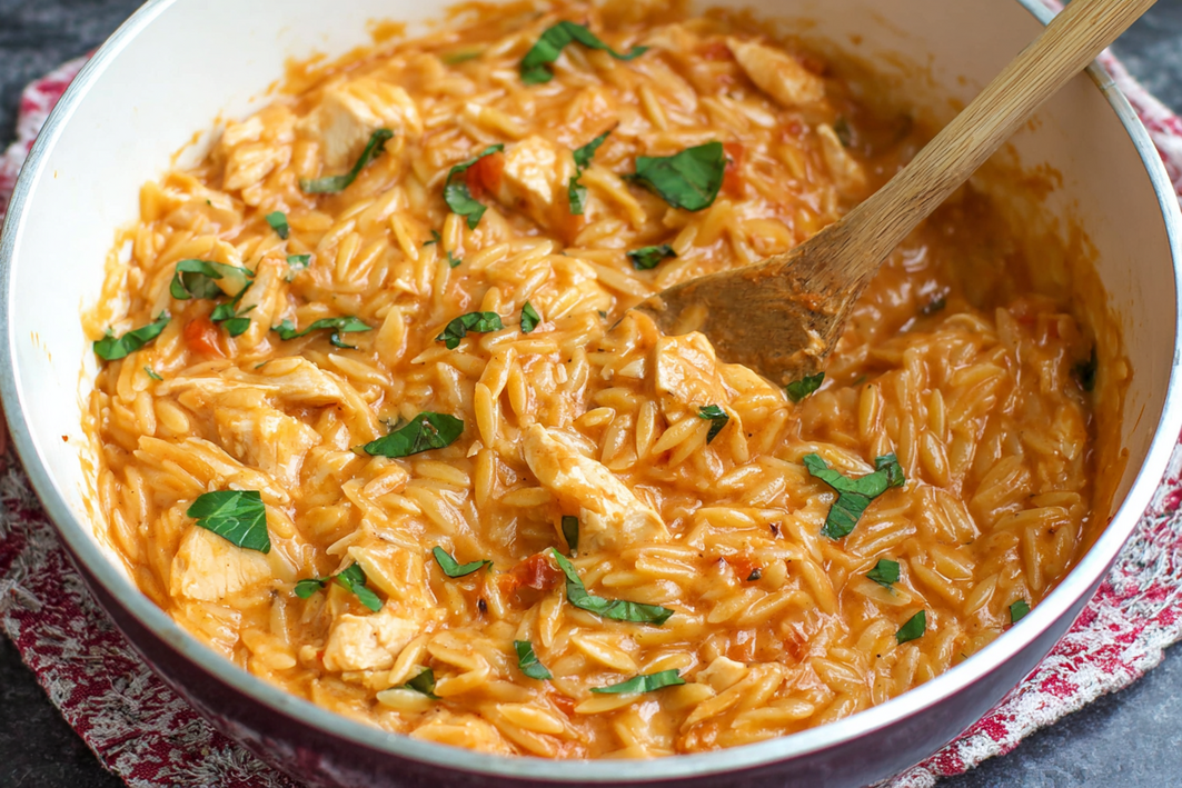 Creamy Tomato Orzo with Chicken – Easy & Flavorful