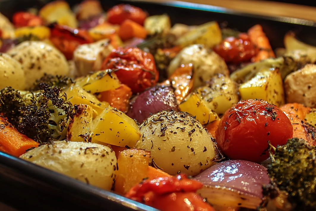 Easy Garlic Roasted Veggie & Chicken Bake with Juicy Flavor Boost Easy Garlic Roasted Veggie & Chicken Bake with Juicy Flavor Boost