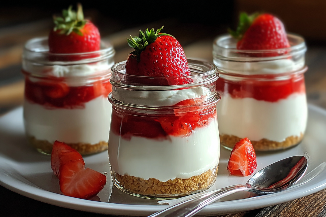 Easy Strawberry Cheesecake Jars: Creamy, No-Bake Delight in Minutes Easy Strawberry Cheesecake Jars: Creamy, No-Bake Delight in Minutes