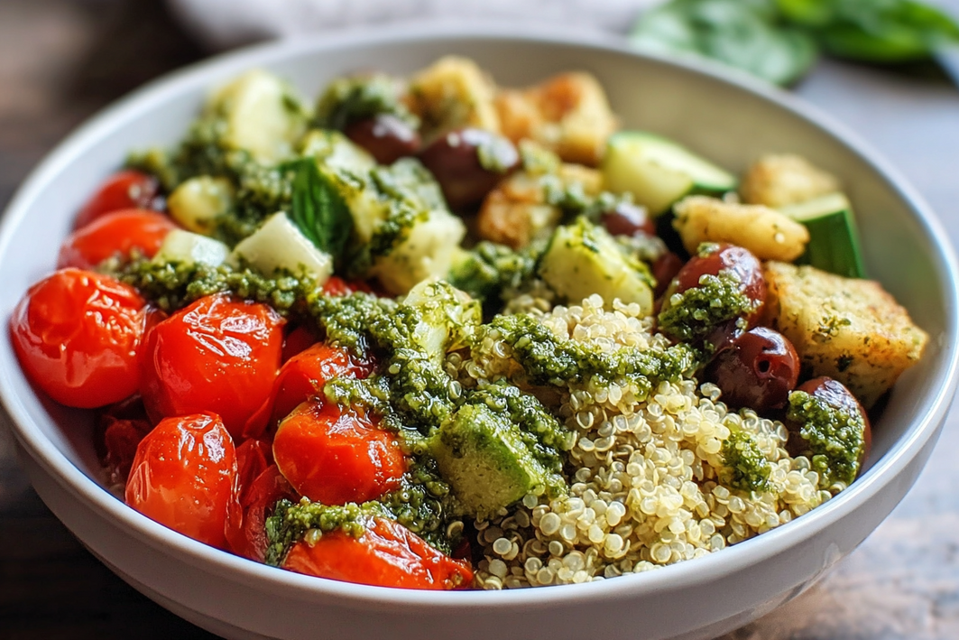 Easy Vegan Pesto Quinoa Bowl Bursting with Fresh Flavor Easy Vegan Pesto Quinoa Bowl Bursting with Fresh Flavor