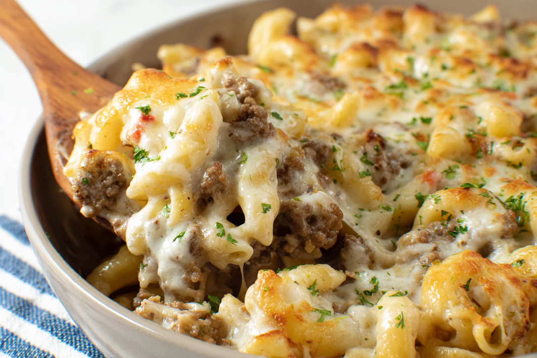 Ground Beef Alfredo Bake – Easy & Creamy Pasta Dish Ground Beef Alfredo Bake – Easy & Creamy Pasta Dish