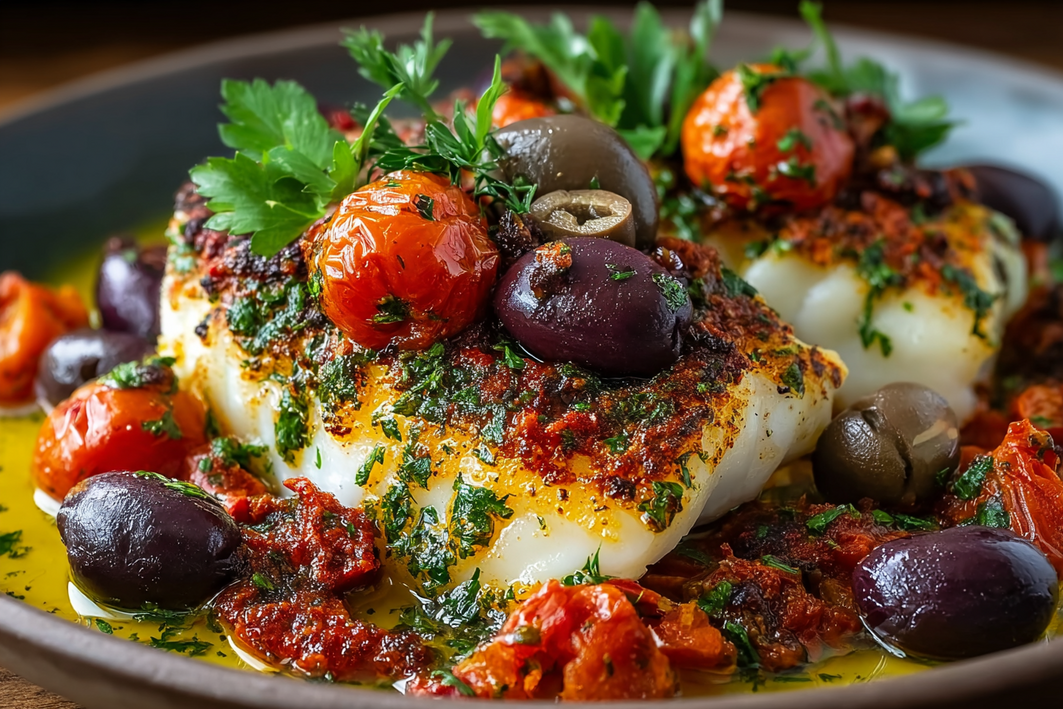 Mediterranean Baked Cod with Olives – Easy Weeknight Dinner Mediterranean Baked Cod with Olives – Easy Weeknight Dinner