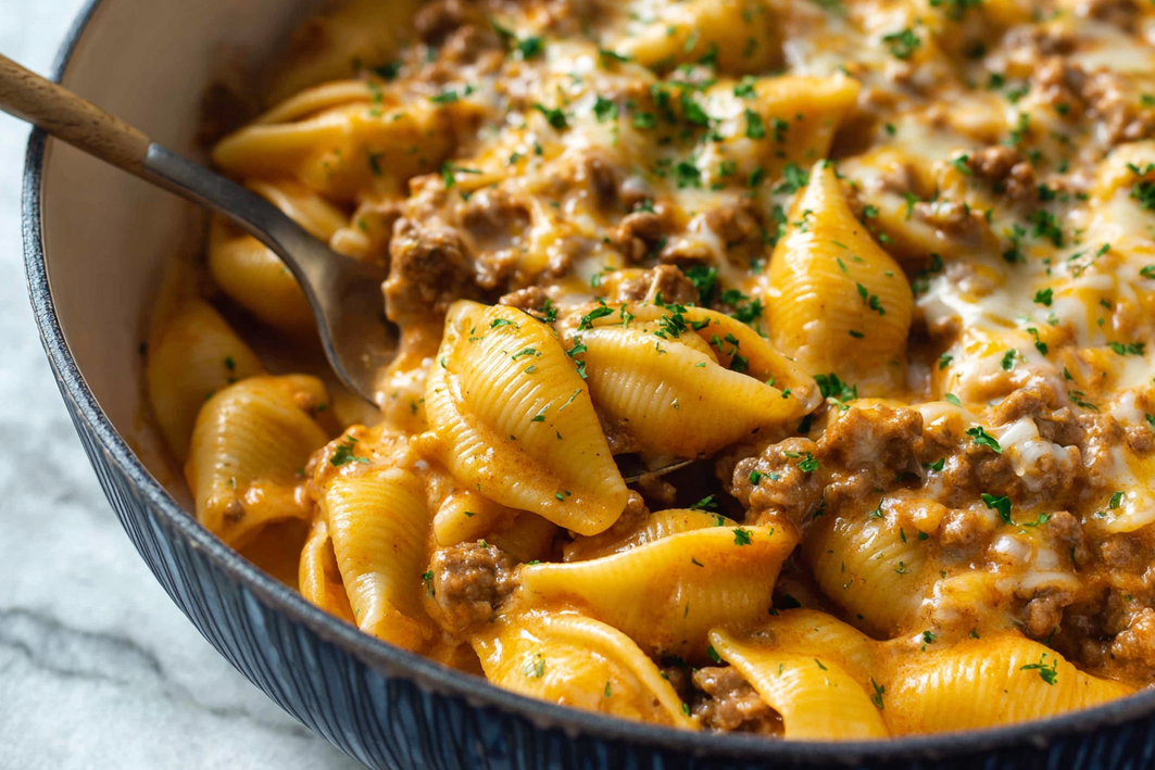 One Pot Cheesy Beef and Shells – Easy Comfort Dinner One Pot Cheesy Beef and Shells – Easy Comfort Dinner