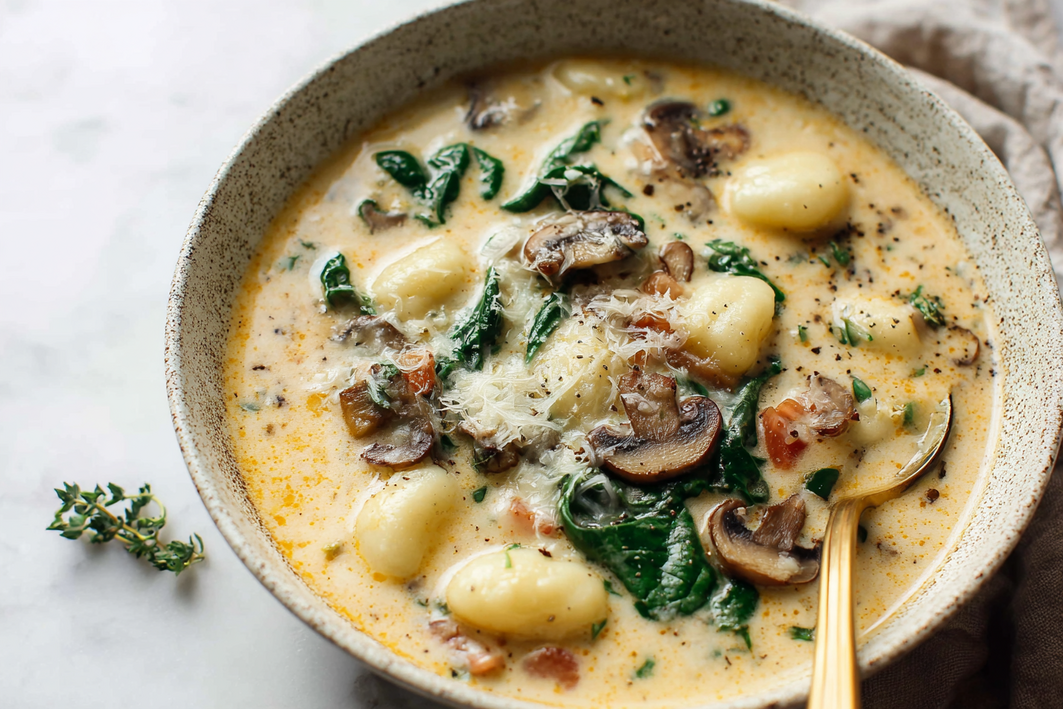 Parmesan, Mushroom, and Spinach Gnocchi Soup – Easy & Creamy Parmesan, Mushroom, and Spinach Gnocchi Soup – Easy & Creamy