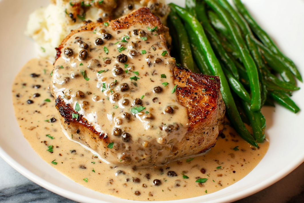 Peppercorn Sauce Pork Chops – Easy & Creamy Recipe
