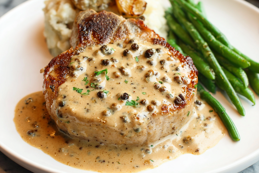Peppercorn Sauce Pork Chops – Easy & Creamy Recipe