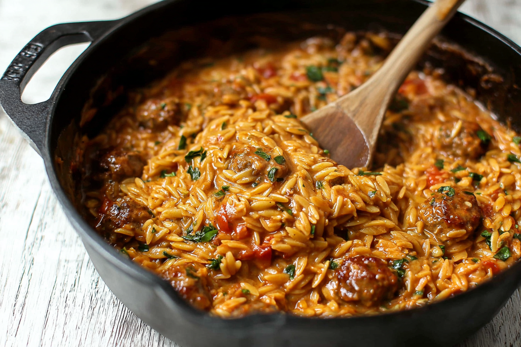 Spicy Italian Sausage Orzo – Easy One-Pot Dinner